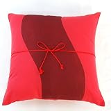 Handmade Deluxe Two-Tone Cushion Cover / Pillow Sham In Red & Maroon With Wave Design