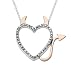 XPY Sterling Silver and 14k Rose Gold Diamond Devil Heart Pendant Necklace, 18