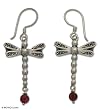Garnet earrings, 'Nocturnal Dragonfly' 0.7" W 1.7" L Garnet earrings, 'Nocturnal Dragonfly' 0.7" W 1.7" L