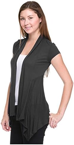 G2 Chic Women's Solid Ruched Short Sleeve Open Cardigan(TOP-CGN,DGYA2-S)
