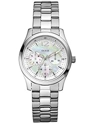 Guess Womens W11140L1 Silver Stainless-Steel Quartz Watch with Mother-Of-Pearl Dial