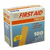 WHITE CROSS TRICOT FLEXIBLE ADHESIVE BANDAGE STRIPS 3/4 X 3 100/BOX