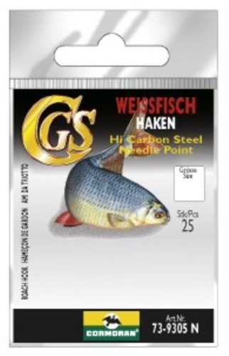 CGS Weissfisch-Einzelhaken nickel, 25 Stck., Gr. 8