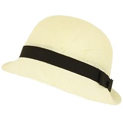 Linen Cloche Flip Bucket Bell Summer Hat Ivory Black