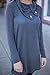 Mixmax Women Lapel Neck Long Sleeve Loose Dress Sides Slit Shirt Dress (Large, Blue)