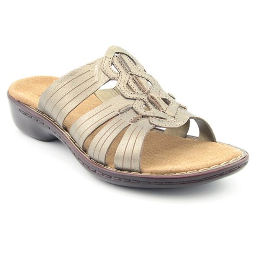 CLARKS Ina Honey Wide Sandals Slides Shoes Bronze SZ