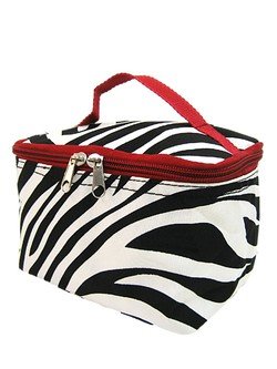 Best Price Cute! Cosmetic Makeup Bag Case Zebra Print Red Trim Small