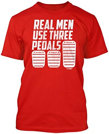 Real Men Use Three Pedals Men's T-shirt (Large, RED)