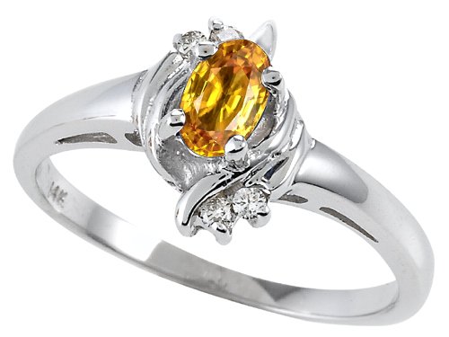 Buy 0.39 cttw Genuine Citrine and Diamond Ring - 14kt White or Yellow Gold by Finejewelers
