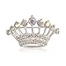 Valdler Fashion Jewelry Silver Tone Rhinestone Bling Crystal Crown Brooch Pin