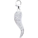 14K White Gold Diamond Italian Horn Charm