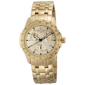 Nautica Mens N14589G Windseeker Gold Dial Watch