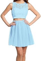 Sleeveless Tank Summer Cocktail Short Lace Organza Homecoming Dress/Party Dress/Wedding Dress 