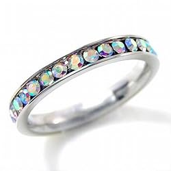 Aurora Borealis CZ Eternity Band Ring -- Size 7