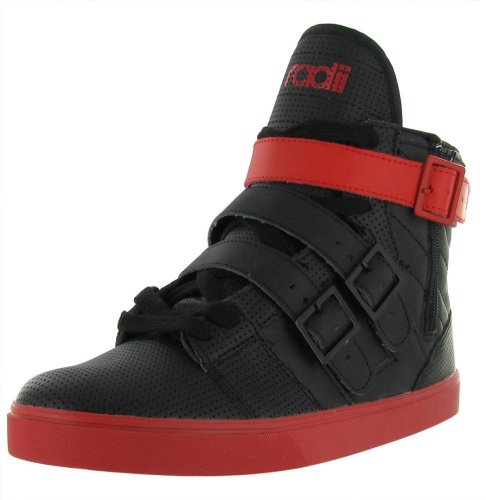 Radii 'Straight Jacket'- Men's Black Red Perf High Top Fashion Sneaker product image