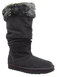Skechers Womens Lucky One Keepsakes Charcoal Grey Mid Calf Suede Upper Boots