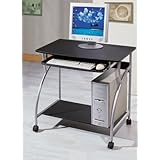 Small Computer Desk Cart on Wheels, Black Finish
