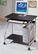 Small Computer Cart on Wheels, Desk w/ Black Finish