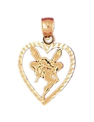 Dazzlers Solid 14k Gold Fairy In Heart Charm Pendant Available in three colors from jewelsberry (weights: 0.8 grams only)