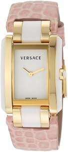 Versace Women's 70Q70D001 S111 Era Gold Plated Ceramic Case Pink Embossed Lizard Strap Watch by Versace