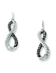 Sterling Silver Black and White Post Dangle Earrings. Total Carat Weight- 0.5ct.