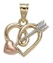 14k Yellow, White, Rose Gold and Rhodium Heart w/ Arrow Charm