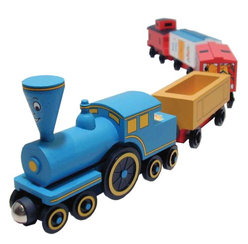 415SGP7PBGL Little Engine That Could   Wooden Train Set Toy   Made in USA, No Lead Paint