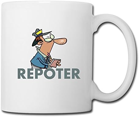 Funny Design Repoter White Ceramic Mugs White