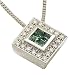 1/4Ct.T.W. Round Brilliant Cut Diamonds & Princess Cut Emerald, 14K White Gold. Diamond Necklace