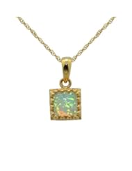 Tiara Collection Gold Plated Created Opal Square Pendant Necklace