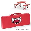 Arkansas Razorbacks Portable Folding Table with 4 Bench Seats - Red w/Digital Print