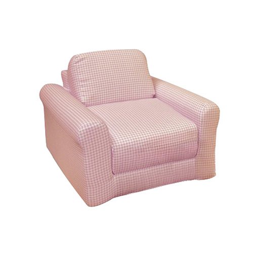 Kitchen: Kid's Straight Back Sleeper Chair   Pink Check