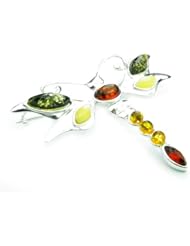 SilverAmber 925 Sterling Silver & Baltic Amber Jewellery - Brooch M817