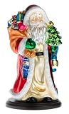 Thomas Pacconi Hand-Painted Glass 14-Inch Santa Figurine With Wood Base