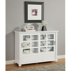 Brady Bookcase with Sliding Doors - White by Dorel Altra