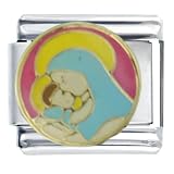 Mary & Baby Jesus Pink Religious Italian Charms Bracelet Link