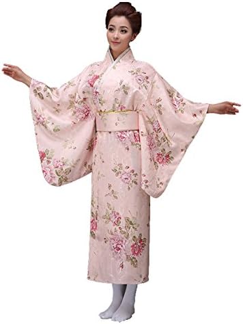 Skymould Women's Silk Yukata Flower Kimono Robe Japanese Traditional Costume Dress