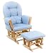 Bowback Glider and Ottoman in Natural/Blue Finish By Storkcraft Baby Furniture
