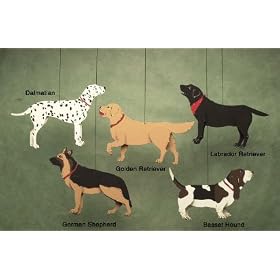 HANGING SHEPHERD, DALMATION, RETRIEVER AND BASSET HOUND DOG, MOBILE, FOR HOME, SCHOOL,... by sky