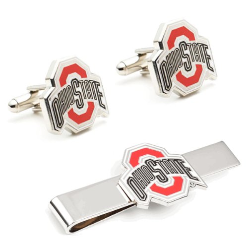 Ohio State University Buckeyes Cufflinks and Tie Bar Gift Set