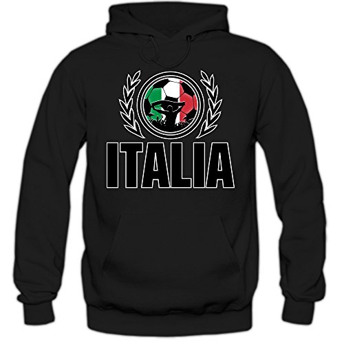 Italien EM 2016 #2 Hoody | Fußball | Herren | Gli Azzurri | Trikot | Nationalmannschaft, Farbe:Schwarz (Black F421);Größe:XXL