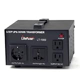 LiteFuze LT-1000 1000 Watt Heavy Duty Voltage Converter Transformer - Step Up/Down 110/120/220/240V - Patented Universal Output Socket