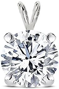Diamond Color 925 Sterling Silver Solitaire Cubic Zirconia Round Pendant 1.00 Carat Round 6.50 Mm