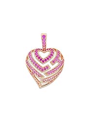 Aloha Heart Sapphire Pendant in 14K Rose Gold - 18mm