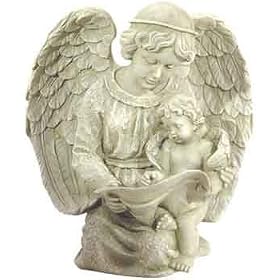 Angel And Child Statue Birdfeeder Bath by Birdhouse