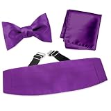 Royal Lilac Freestyle Bow Tie by Elite Solid purple silk cummerbund sets