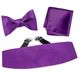 Royal Lilac Freestyle Bow Tie by Elite Solid purple silk cummerbund sets