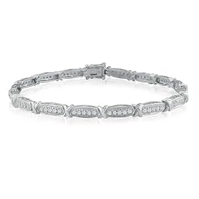 1ct Diamond X Channel Tennis Bracelet Crafted in Sterling Silver by SuperJeweler