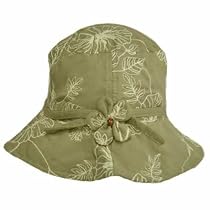 KHAKI W/WHITE EMBROIDERY SOFT COTTON BUCKET HAT