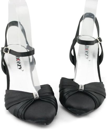 Shoezy Womens Black Diamantes Ankle Strap Heels Wedding Evening Sandals Shoes